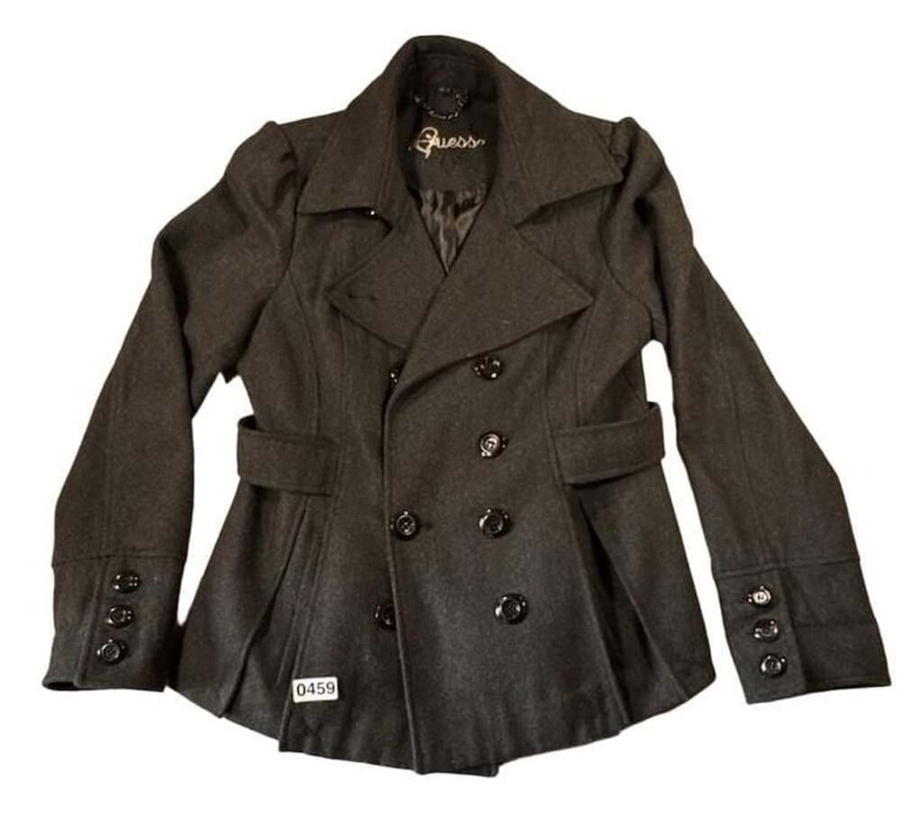 Guess Women's Dark Gray Wool Blend Double Breasted Pea Coat Size L